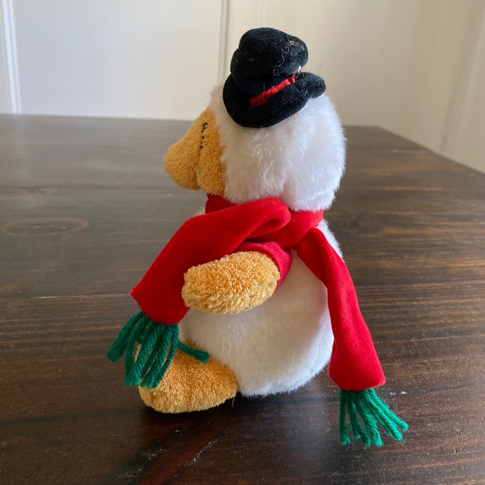 Disney Store Winnie the Pooh Snowman Plush 2002 Holiday Bean Bag 8 Inch Vintage - Picture 4 of 7